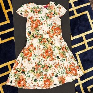 Boohoo Floral Midi Dress - Orange and Green